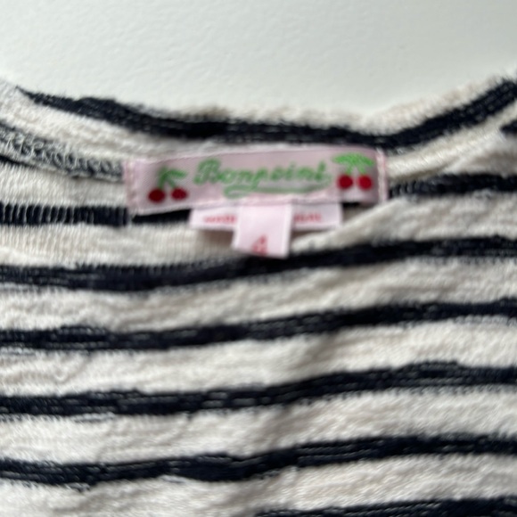Authentic BONPOINT Blue & Cream Cherry Top - Size 4 years - Picture 3 of 4